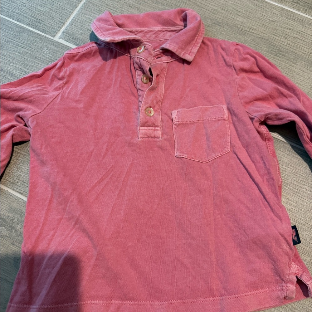 Vineyard Vines Coral/Salmon Long Sleeve Polo- 3T